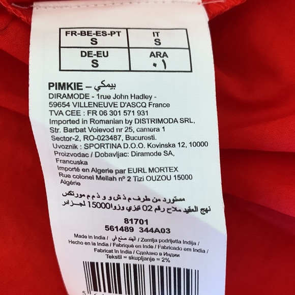 Pimkie red/orange oversized tiered strappy cold shoulder top S/M - Picture 7 of 8